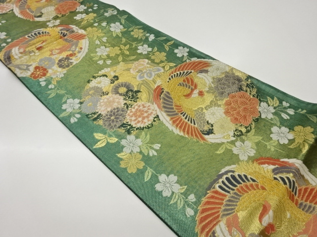 JAPANESE FUKURO OBI / WOVEN PHOENIX & SAKURA